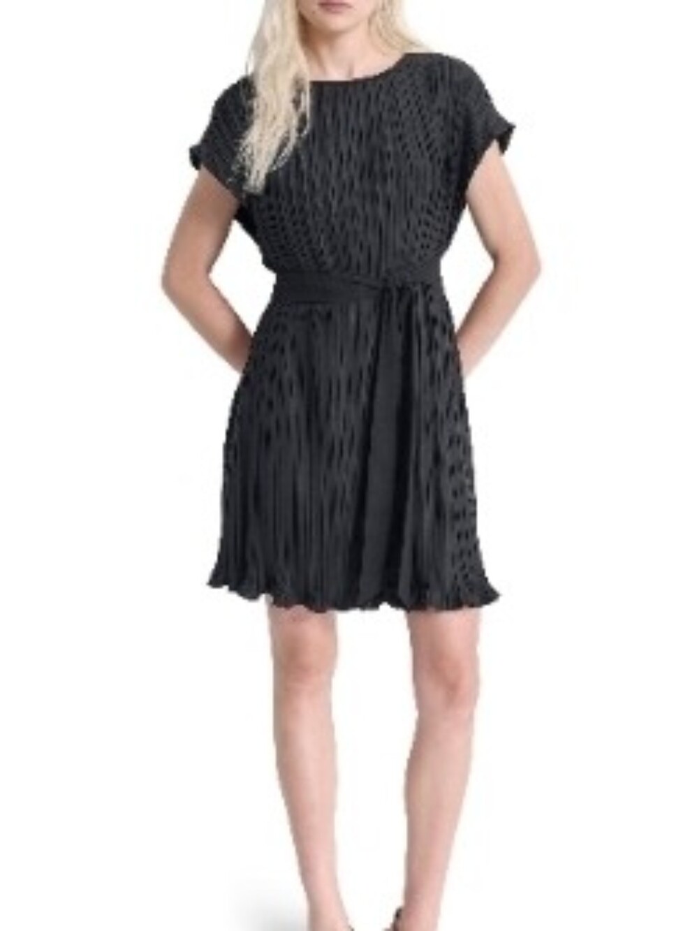 NWT DKNY Elegant Pleated Black Dress, 8